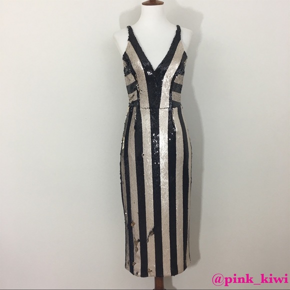 dress the population margo sequin midi dress